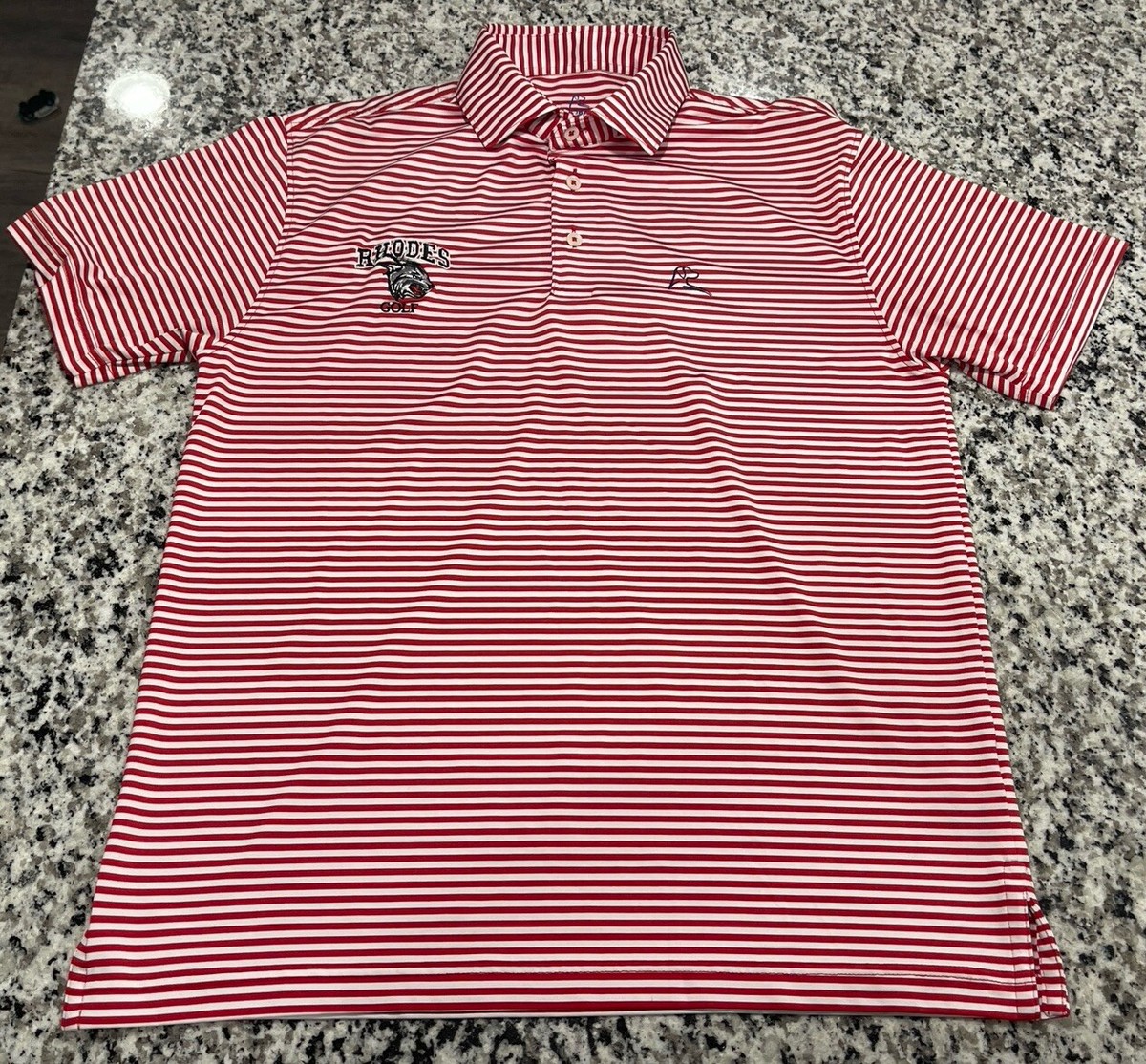 Rhoback Men's Performance Short Sleeve Polo Shirt Size Small Red