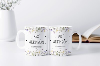 MR AND MRS MUGS Personalised Wedding Gift For Couples Anniversary