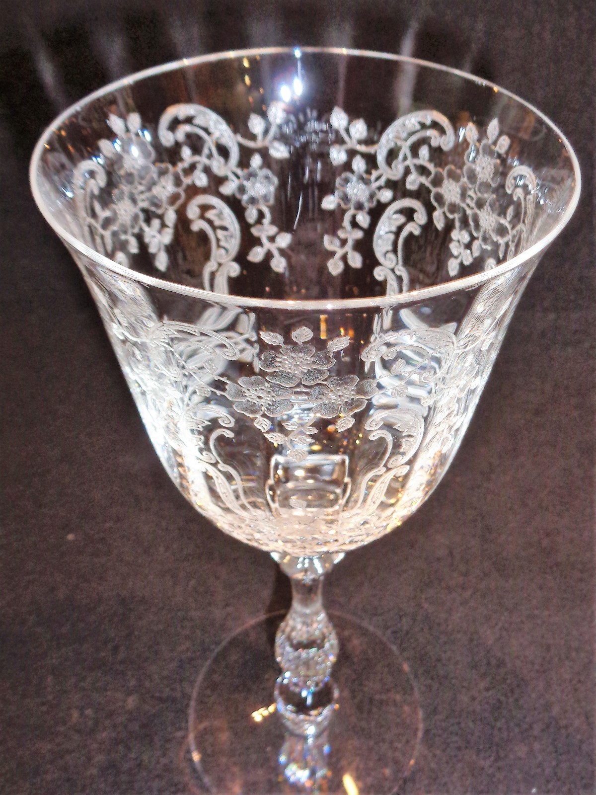 Fostoria Crystal Meadow Rose Clear Water Goblet eBay