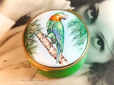 Green Parrot Toye Kenning Spencer Enamel-6cm-vintage pill/trinket box-203