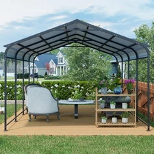 12'x21' Galvanized Metal Carport Heavy Duty Canopy Car Shelter for Driveway Car