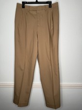 Lauren Ralph Lauren Dress Pants Mens 34x32 Total Comfort Wool Khaki Pleated Cuff