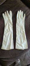 Vintage White Real Kid Leather Gloves Size 6.5 100 Silk Lining France WPL 9111