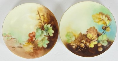 2 Vintage Thomas Serves Bavaria Hand Painted Autumn Themed Plates