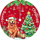 Christmas Tree Skirt, 30 Inches Tree Mat, Dog and Tree round Xmas Cover for Xmas