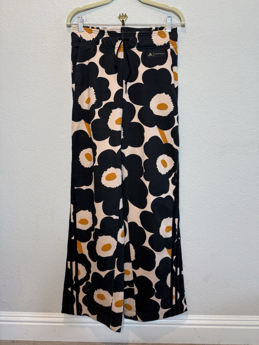 adidas x Marimekko Daisies Halo Blush Floral Lounge Pants Wide Leg