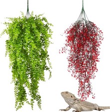 2 Pack Reptile Plants Terrarium Hanging Fake Vines with Suction Cup Artificia...