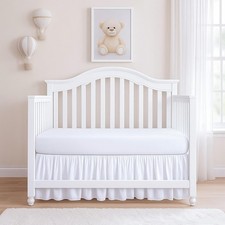Ruffled Crib Bed Skirt, Microfiber, Dust Ruffle with Split Corners, 14" Drop,