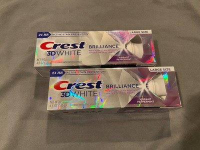 2 Crest 3D White Brilliance Vibrant Peppermint Fluoride Toothpaste 4.6 Oz