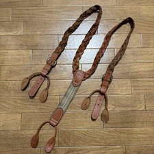 RRL RALPH LAUREN BRAIDED LEATHER SUSPENDERS VTG STYLE MEN MEULTICOLOR USED