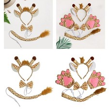 Giraffe Ears Headband Tail Bowtie Set Adults Cosplay Children Headdress for