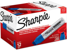 Magnum Permanent Markers, Oversized Chisel Tip, Blue, 12 Count - Office, Home, T