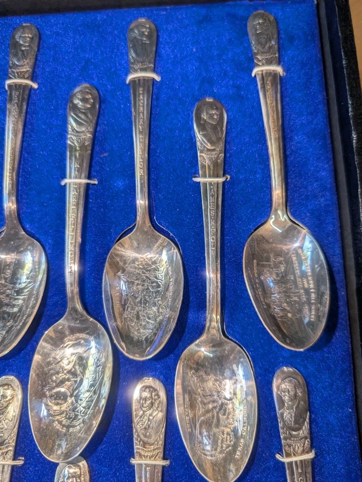 Vintage William M Rogers 36 Presidential Commemorative Spoons Collection W/ Case - Image 3 of 4