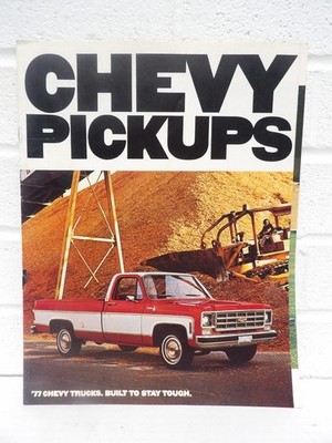ORIGINAL vintage 1977 CHEVY PICKUPS  sale brochure 12  COLOR PAGES many models