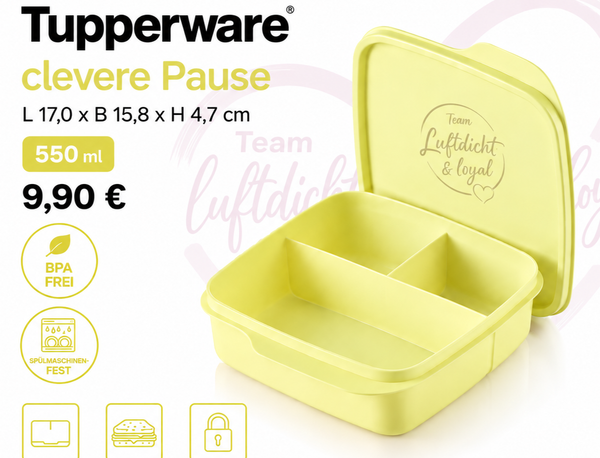 Tupperware Eco+ Pausen-Box 550 Ml Brotzeit Lunch-Box Clevere Pause Gelb-image