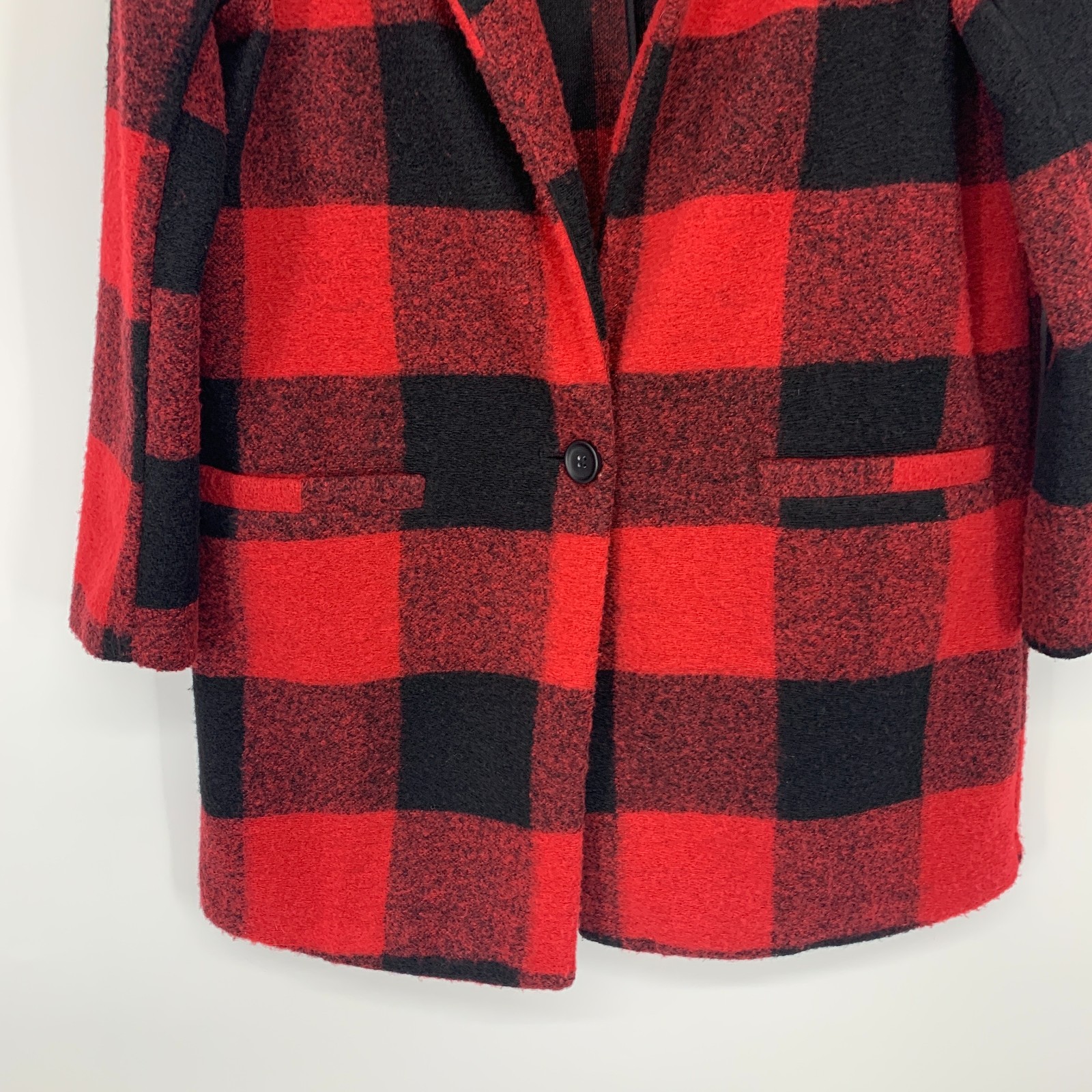 Old Navy Coat Womens Size XS Buffalo Plaid Red Black Flannel Single Button