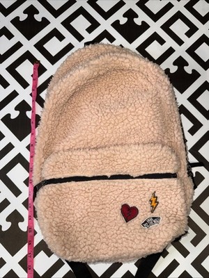 Vans Off The Wall Backpack Heart Pink Sherpa Book-bag Mini