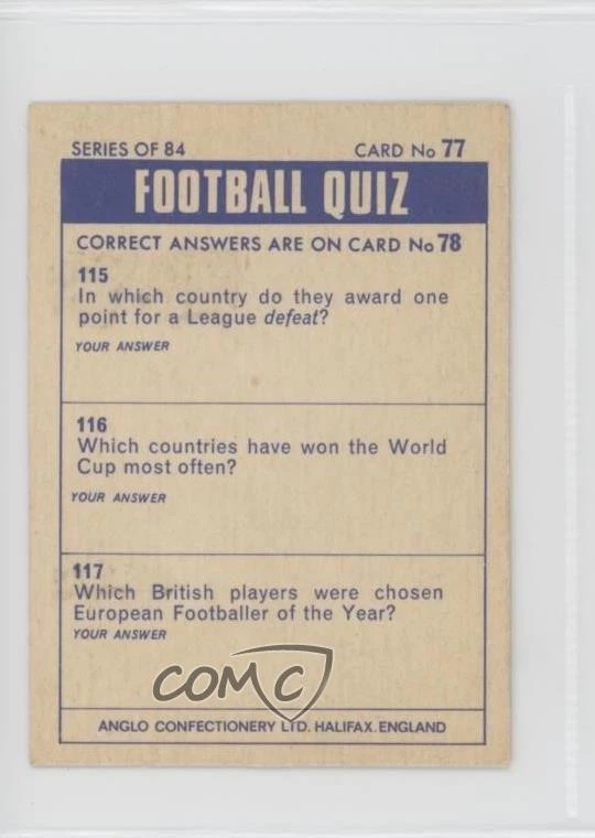 1969-70 Anglo Confectionery Футбол Викторина Карты Продовольственный Выпуск Mike Summerbee #77 - Изображение 2 из 2