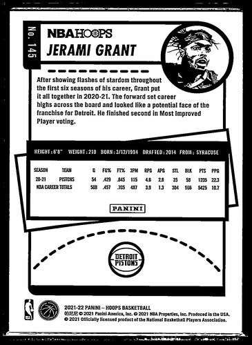 2021-22 Panini NBA Hoops - Jerami Grant #145 Teal Explosion - Picture 2 of 2