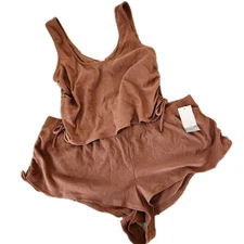 Sleep By Cacique Loungewear Set Tank Top Shorts Womens Size 18/20 Brown NWT