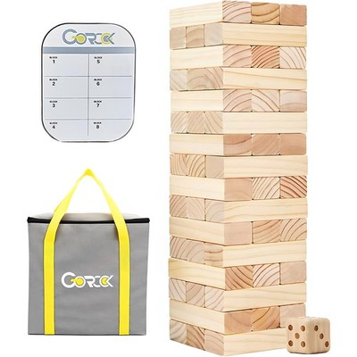 GOROCK Giant Tumbling Tower Game，57Pcs Wooden Block Stacking Game （Over 4.2FT...