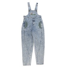 Vintage Overalls Womens S Short Blue Acid Wash Denim 80s 90s Retro Streetwear