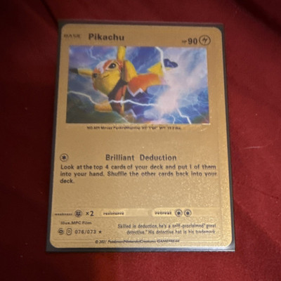 Pokémon Pikachu Detective Brilliant Deduction Gold Metal 076/073 TCG English