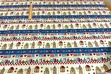 VTG Bird House Cotton Fabric ABC Books Oakhurst Country on cream bkgrnd 1.5 yd