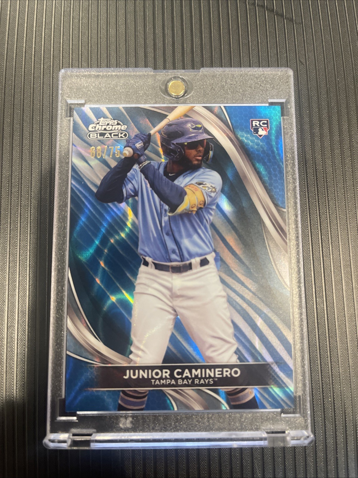 2024 Topps Chrome Black - Junior Caminero #78 Blue Lava Refractor /75 (RC)