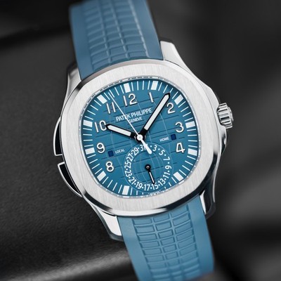 Patek Philippe Aquanaut Travel Time White Gold Blue-Gray Dial  5164G-001 B&P
