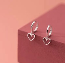 925 Sterling Silver Heart Hoop Huggie Earrings Women Girls Jewellery Gift UK