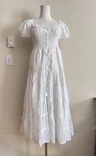 Vintage Ibiza Tiered Midi Dress Small Medium 100% Cotton Bohemian Cottagecore