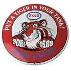 Vintage Esso Gasoline Sign - Tiger Gas Service Station Auto Tank Porcelain Sign