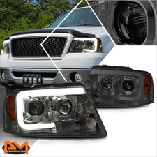 For 04-08 Ford F-150/ Mark LT 3D LED Bar Projector Headlight/Lamp Smoked/Amber