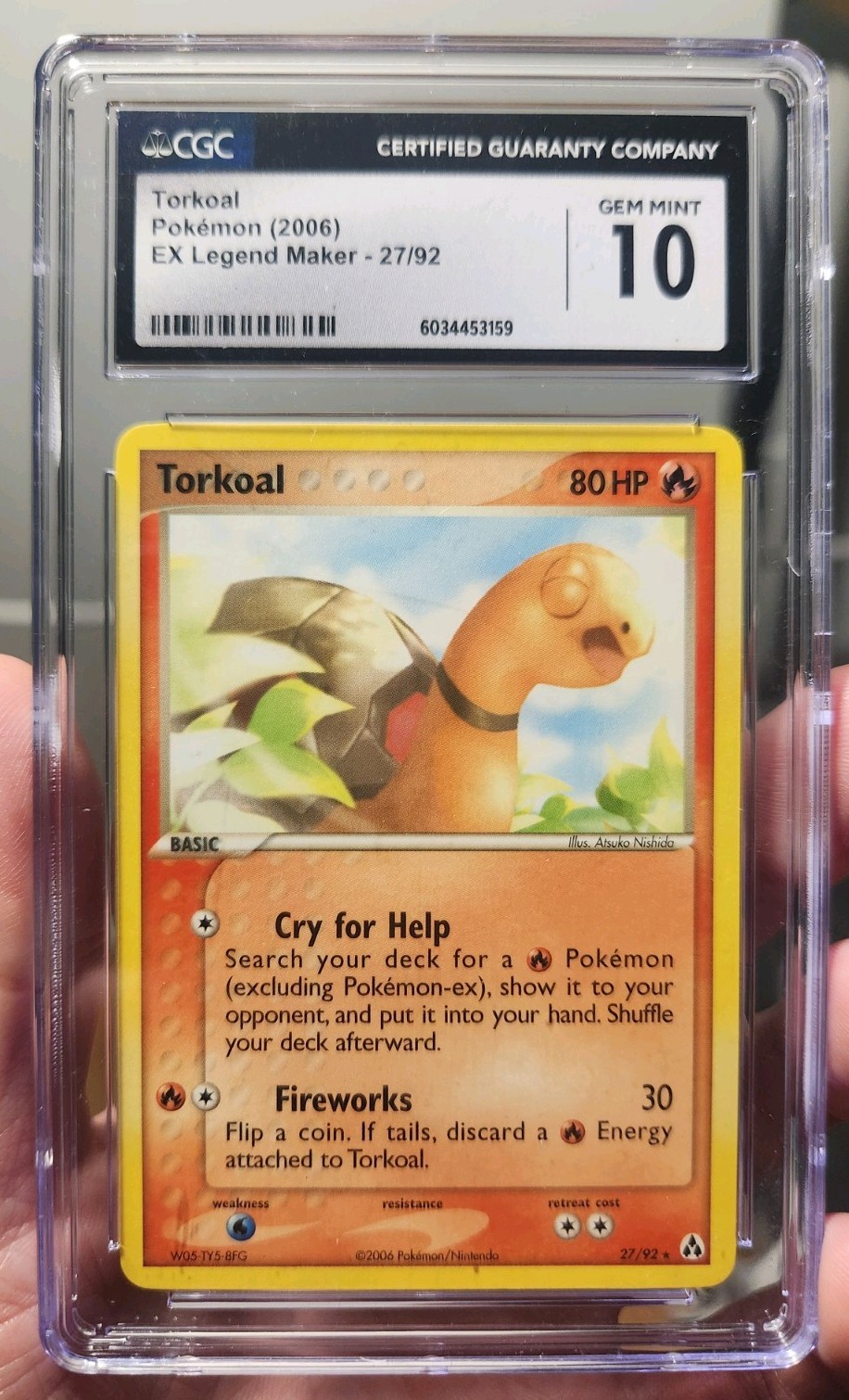CGC 10 Torkoal 27/92 EX Legend Maker Pokemon 2006