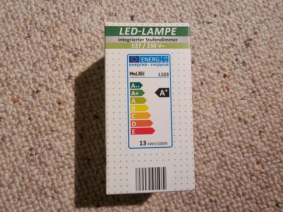 MeliTec LED-Lampe warmweiß, integrierter Stufendimmer E27, 2700K 1055lm, 13w NEU - Bild 3 von 4