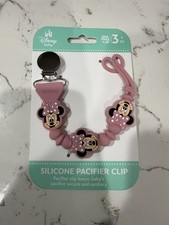 Dusty Rose Shade Minnie Mouse Silicone Pacifier Clip - New