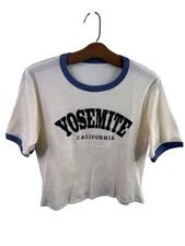 Yosemite California Crop Top Size Medium Thermal Waffle Crewneck Short Sleeve