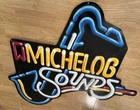 Vintage Michelob Sounds Metal Beer Sign Saxaphone Music 33x29” Anheuser Busch