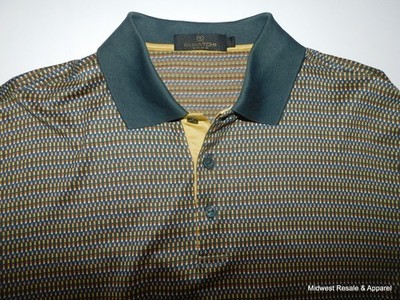 Bugatchi Uomo Polo Shirt Mens L Multi Color Mercerized Cotton Abstract Luxury