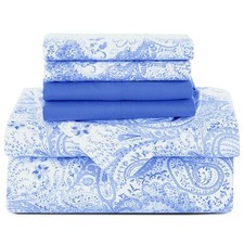 6 Piece Paisley Sheet Set Microfiber Bed Sheets Wrinkle Free Printed Lux Decor