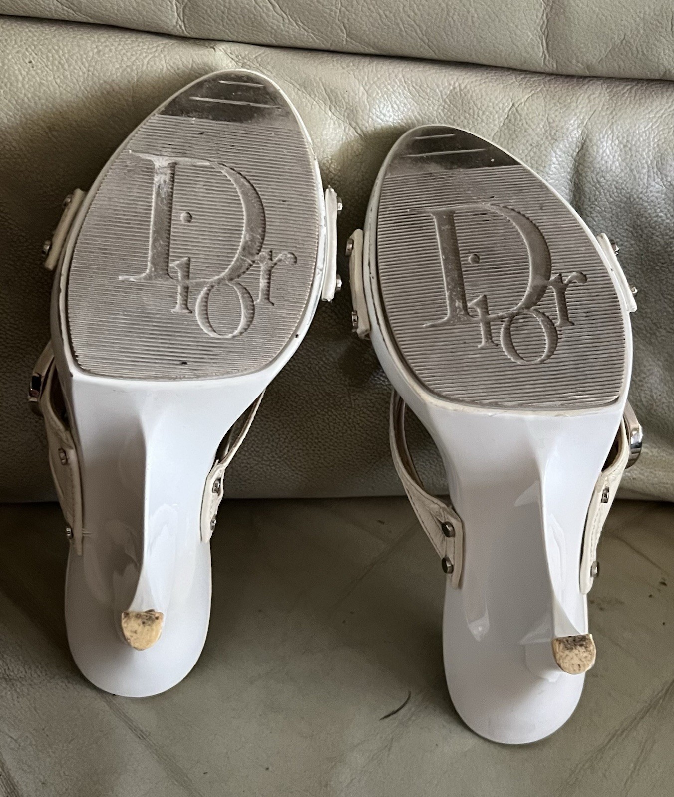 Christian DIOR Y2K Vintage John Galliano White High Heel Mule Sandals 38 Us 8 thumbnail 7