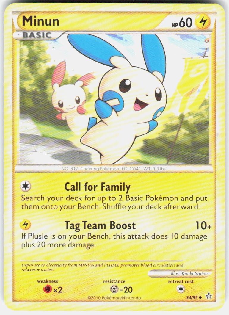 Minun 34/95 Uncommon HGSS Unleashed Pokemon LP