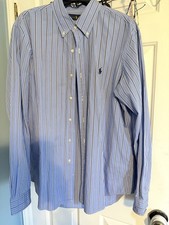 Ralph Lauren Men's XL Button Down Long Sleeve Shirt Blue Stripe
