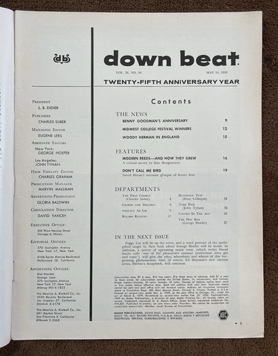 DownBeat Magazine - May 14, 1959 - Special Reed Issue - Sonny Stitt - Picture 2 of 7