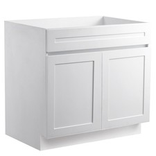 White Shaker Base Cabinet, 36-Inch Unassembled Sink Base Cabinet, 36" W x 24" D