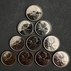 Canada Silver 25c Proof Lot 10 Coins 1965-66 .800 1.50oz Quarters R96