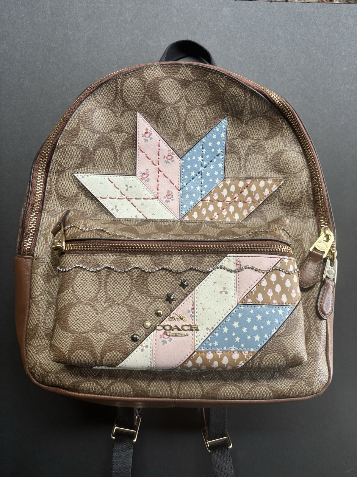 COACH Mini Charlie Backpack Star Patchwork Signat… - image 6