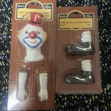 Vintage Darice Porcelain Clown Doll Head And Shoes Crafting