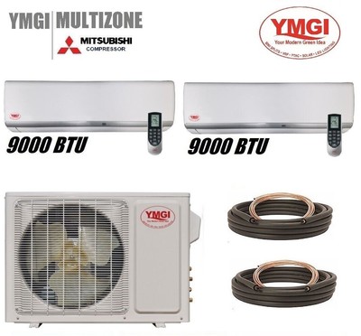 YMGI 24000 BTU 2x12000 2 Zone Ductless Mini Split Floor Mount With Lineset  for sale online | eBay